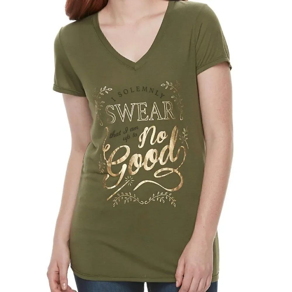 Harry Potter "I Solemnly Swear" Graphic Tee green gold teen-M